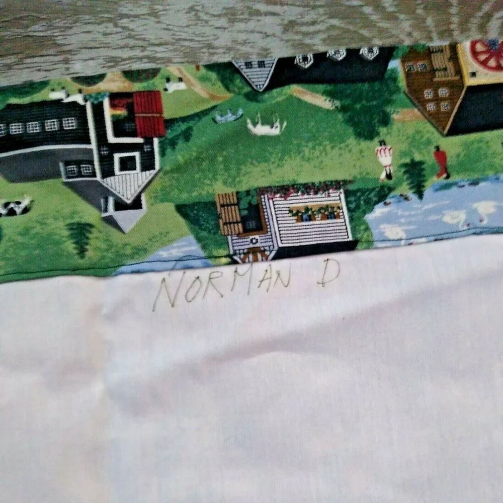 Farmhouse Village Country Town Scene Curtain Valance Light Blocking 24 X 52
